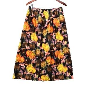 No. 6 Store Accordion Midi Skirt Womens Large Floral Boho Flowy Teacher Career